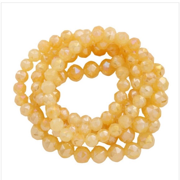 Jewelry - Elegant Yellow 5 Beaded Bracelet Set